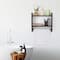 2-Tier Wood Wall Mounted Bathroom Shelf with Towel Rack